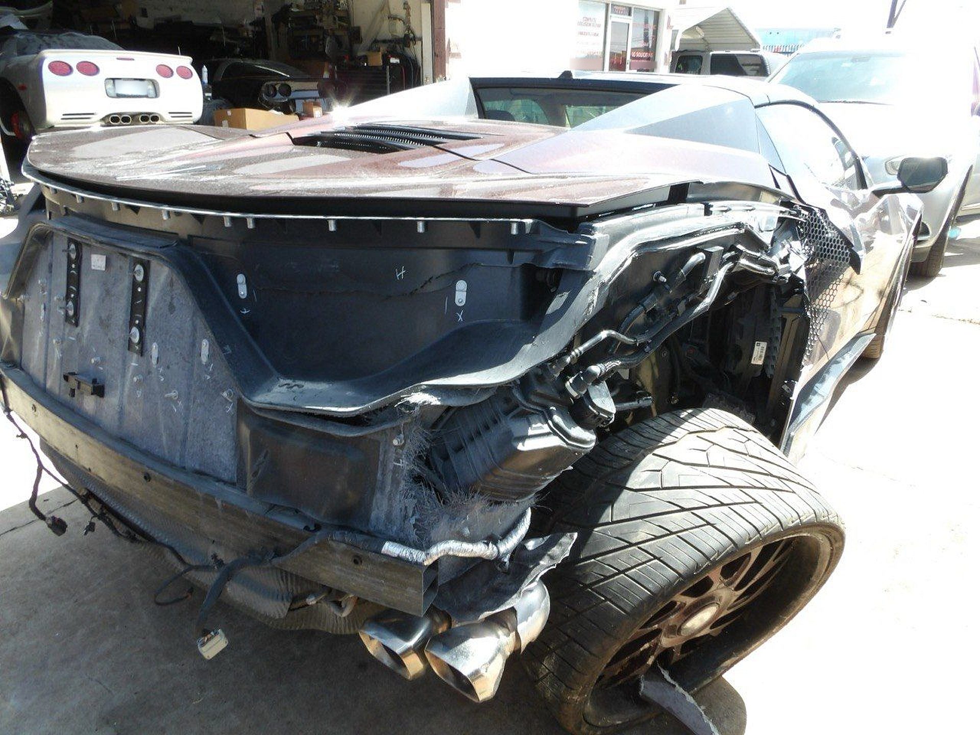 Totaled Corvette after an accident